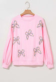 Bow Round Neck Long Sleeve Sweatshirt - Trendsi - Flyclothing LLC