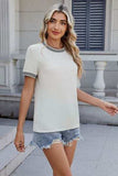 Round Neck Short Sleeve T-Shirt - Trendsi - Flyclothing LLC