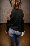 Sequin Round Neck Long Sleeve Blouse - Trendsi - Flyclothing LLC