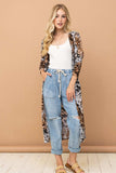 And The Why Leopard Kimono Open Front Longline Cardigan - Trendsi - Flyclothing LLC