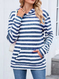 Striped Dropped Shoulder Hoodie - Trendsi - Flyclothing LLC
