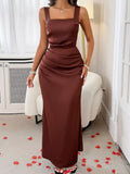 Wide Strap Satin Maxi Dress - Trendsi - Flyclothing LLC