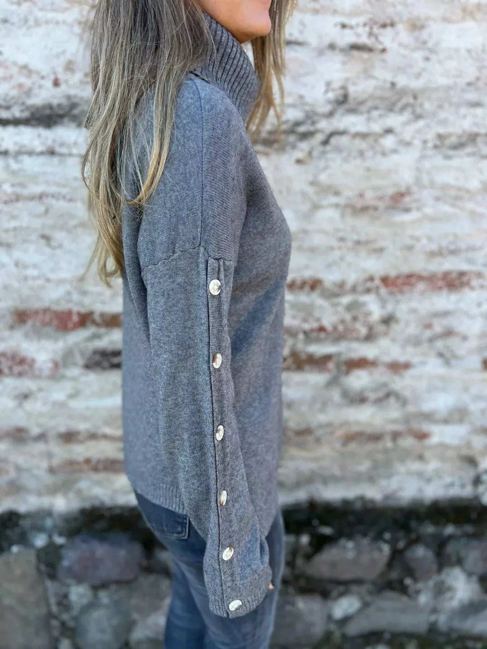 Full Size Turtleneck Long Sleeve Sweater Plus Size - Trendsi - Flyclothing LLC