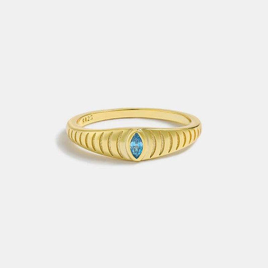 925 Sterling Silver Inlaid Zircon Ring - Trendsi - Flyclothing LLC