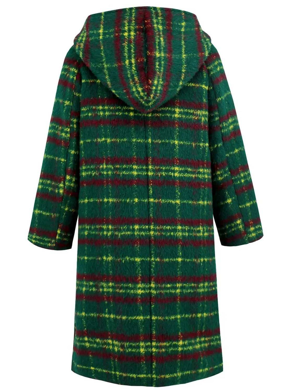 Plaid Long Sleeve Hooded Coat with Pockets - Trendsi - Flyclothing LLC