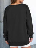 Notched Long Sleeve Oversized Sweatshirt - Trendsi - Flyclothing LLC