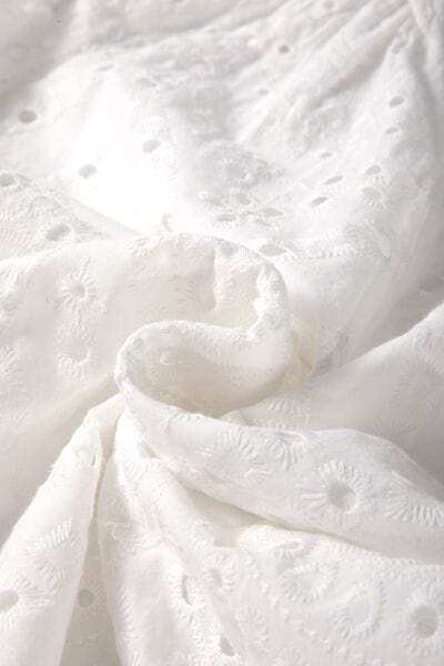 Eyelet V-Neck Long Sleeve Blouse - Trendsi - Flyclothing LLC