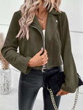 Suede Moto Jacket with Zip Detail - Trendsi - Flyclothing LLC