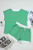 Striped Round Neck Short Sleeve Top and Shorts Set - Trendsi - Flyclothing LLC