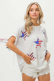 BiBi American Flag Sequin Star Fringe Top - Trendsi - Flyclothing LLC