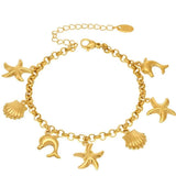 18K Gold-Plated Sea Shell Charm Bracelet - Trendsi - Flyclothing LLC