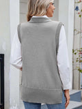 Buttoned Round Neck Sweater Vest - Trendsi - Flyclothing LLC
