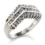00516 High-Polished 925 Sterling Silver Ring with AAA Grade CZ in Clear - Alamode - Flyclothing LLC