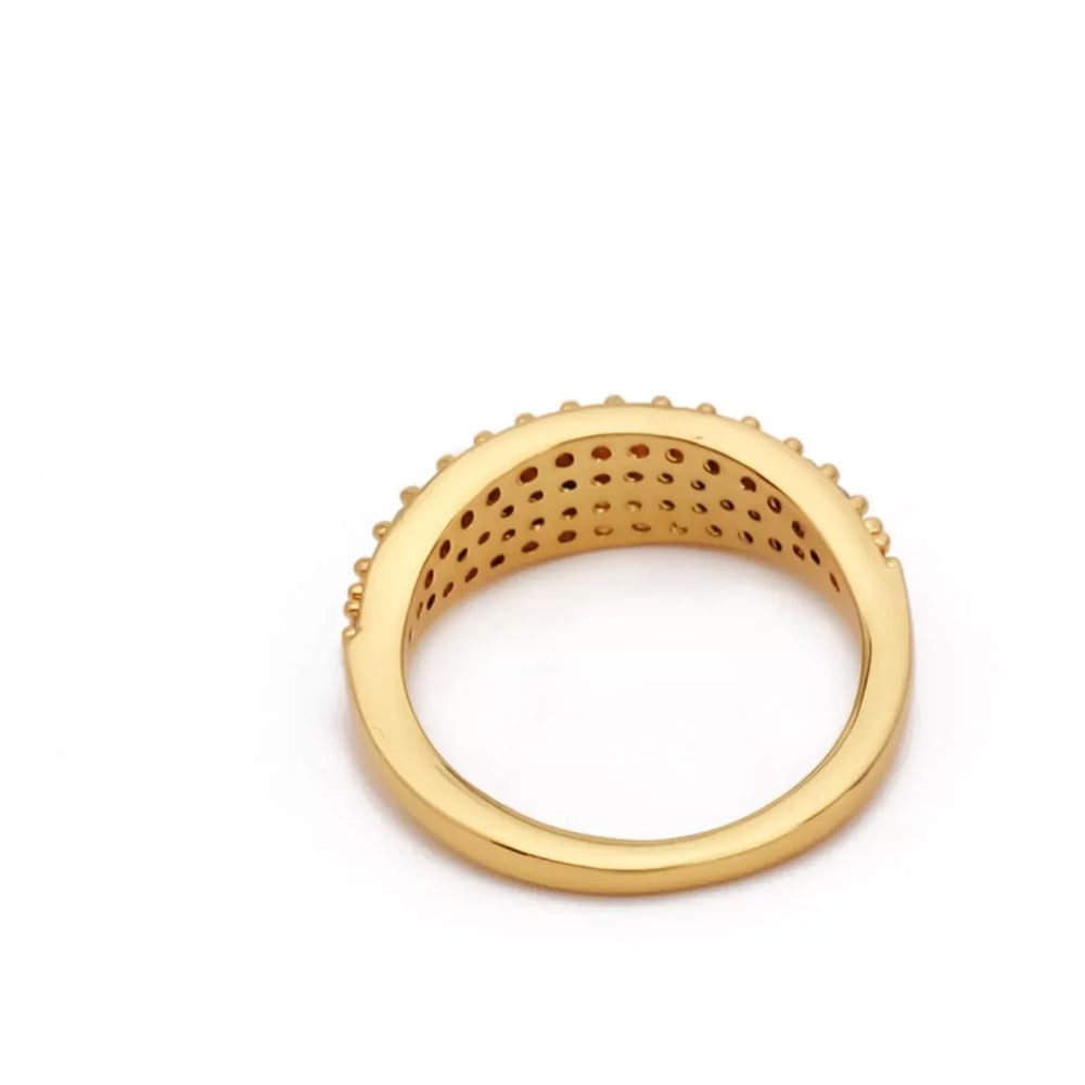 18K Gold-Plated Copper Zircon Round Ring - Trendsi - Flyclothing LLC