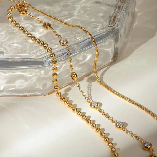 18K Gold-Plated Layered Inlaid Zircon Bracelet - Trendsi - Flyclothing LLC