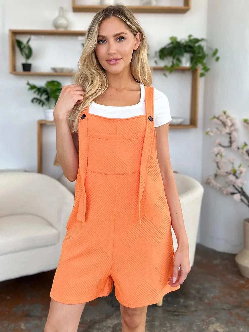 Double Take Full Size Texture Sleeveless Romper - Trendsi - Flyclothing LLC