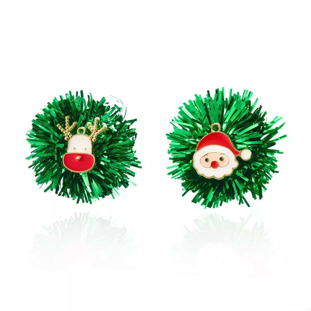 Christmas Asymmetrical Tinsel Ball Earrings - Trendsi - Flyclothing LLC