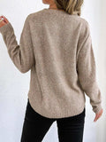 Textured Knit Relaxed Fit Round Neck Sweater - Trendsi - Flyclothing LLC