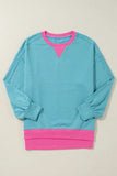 Contrast Round Neck Dropped Shoulder Long Sleeve Sweatshirt - Trendsi - Flyclothing LLC