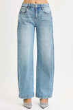 RISEN Mid Rise Wide Barrel Transferable Leg Snap Jeans - Trendsi - Flyclothing LLC