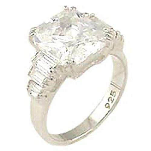 00827 High-Polished 925 Sterling Silver Ring with AAA Grade CZ in Clear - Alamode - Flyclothing LLC