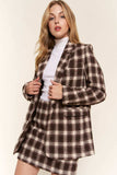 And The Why Full Size Plaid Brushed One Button Blazer - Trendsi - Flyclothing LLC