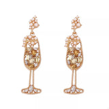 Champagne Glass Rhinestone Dangle Earrings - Trendsi - Flyclothing LLC