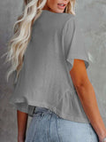 Tied Plunge Short Sleeve Blouse - Trendsi - Flyclothing LLC