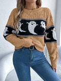 Ghost Round Neck Long Sleeve Sweater - Trendsi - Flyclothing LLC