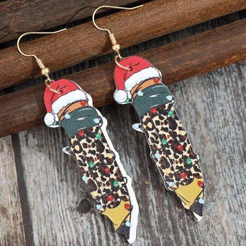 PU Leather Alloy Pencil Earrings - Trendsi - Flyclothing LLC
