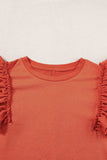 Ruffled Round Neck Cap Sleeve Blouse - Trendsi - Flyclothing LLC