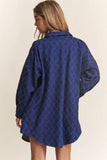J.NNA Rhombus Stitched Button Up Denim Shacket - Trendsi - Flyclothing LLC