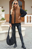 Pocketed Zip Up Turtleneck Vest Coat - Trendsi - Flyclothing LLC