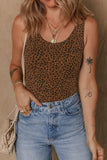 Leopard Scoop Neck Wide Strap Bodysuit - Trendsi - Flyclothing LLC