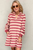 Double Take Full Size Striped Contrast Collared Neck Long Sleeve Dress - Trendsi - Flyclothing LLC