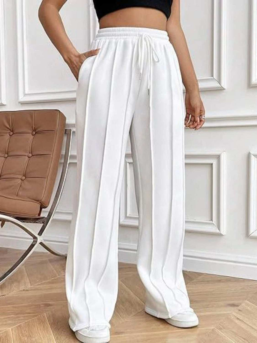 Drawstring Wide Leg Pants with Pockets - Trendsi - Flyclothing LLC
