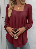 Square Neck Long Sleeve Top - Trendsi - Flyclothing LLC
