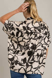 Umgee Full Size Two Tone Print Button Down Top with Hidden Plackets Plus Size - Trendsi - Flyclothing LLC