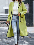Full Size Contrast Trim Long Sleeve Coat with Pockets - Trendsi - Flyclothing LLC