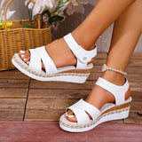 Open Toe Wedge Sandals - Trendsi - Flyclothing LLC