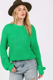 SAGE + FIG Round Neck Drop Shoulder Sweater - Trendsi - Flyclothing LLC