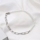 Pearl & Chain Link Necklace - Trendsi - Flyclothing LLC