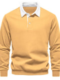 Men's Quarter Button Collared Neck Long Sleeve Polo - Trendsi - Flyclothing LLC