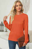 Textured Round Neck Long Sleeve Blouse - Trendsi - Flyclothing LLC
