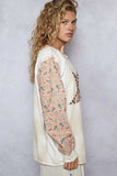 POL Exposed Seam Star Patch Thermal Top with Floral Sleeves - Trendsi - Flyclothing LLC