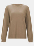 Side Slit Round Neck Long Sleeve T-Shirt - Trendsi - Flyclothing LLC