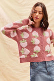 SO ME Strawberry Fruit All Over Button Sweater Cardigan - Trendsi - Flyclothing LLC