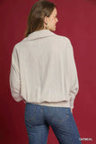Umgee Linen Long Sleeves Elastic Hem Blouse - Trendsi - Flyclothing LLC