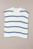 Striped Round Neck Cap Sleeve Sweater - Trendsi - Flyclothing LLC