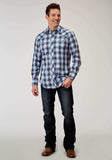 Roper Mens Long Sleeve Snap Americana Plaid Western Shirt With Embroidery On Back Yokes Smile Pockets - Roper - Flyclothing LLC
